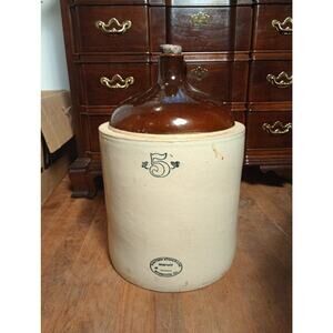 Vintage #5 Western Stoneware Monmouth Illinois Jug Circa - 1920s - 1930s